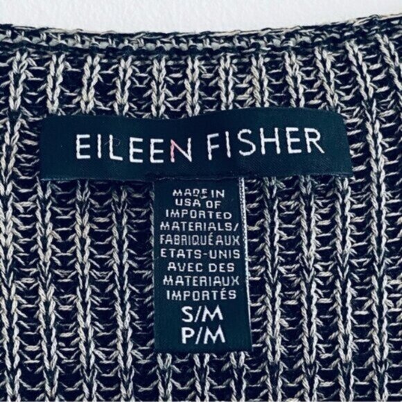 Eileen Fisher Knit Tencel Kimono Cardigan Womens Small / Medium Black Gray $298 - Picture 5 of 14